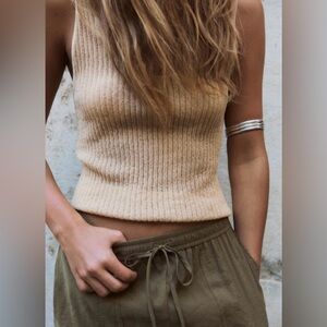 Zara Woman Ribbed Knit Tank Top in Nude Beige NWOT